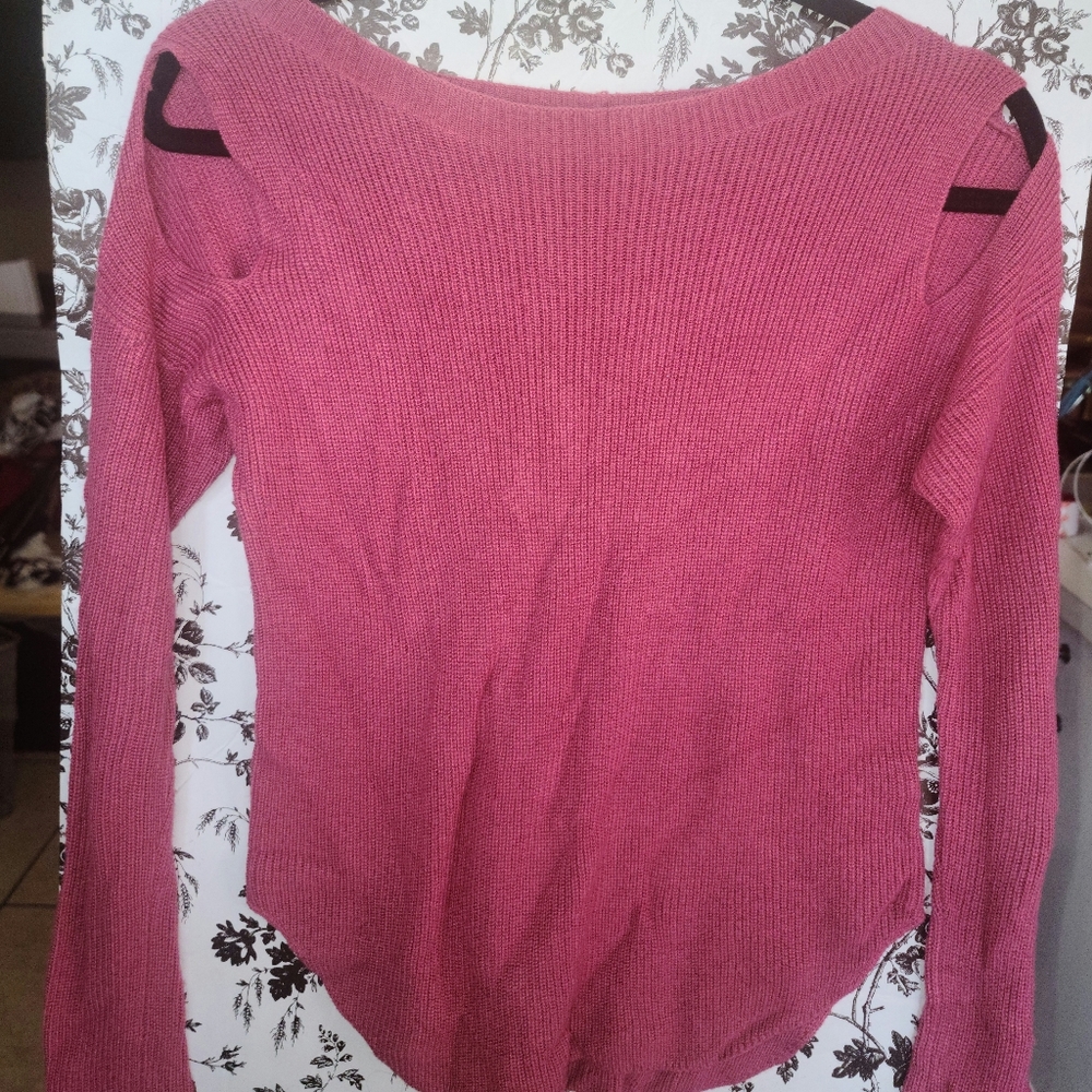 Express XXS Mauve Pink Sweater Open Shoulder